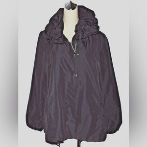 HILLARY RADLEY SIZE PM PETITE 10 MEDIUM BLACK HOODED JACKET COAT FALL WINTER